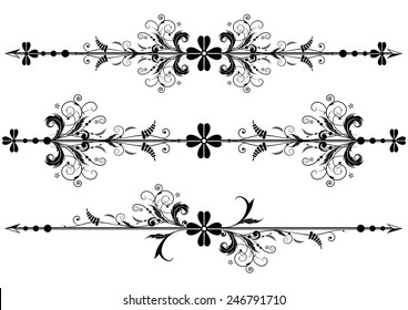 set of vector vignette with clover and arrows
