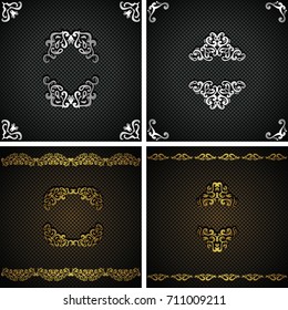 Set of vector vintage backgrounds with decorative elements. Two color combinations            