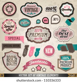 Set of Vector Vintage Badges and Labels. Graphic Design Editable For Your Design.