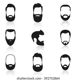 Set of vector, vintage, bearded men illustrations.