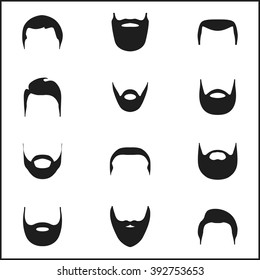Set of vector, vintage, bearded men illustrations.