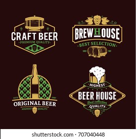 Set of vector vintage beer logo