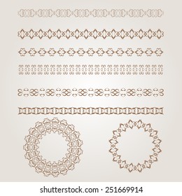 Set of vector vintage calligraphic design elements and page decoration dividers and dashes