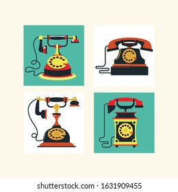 The set of vector vintage classic phones illustration