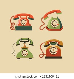 The set of vector vintage classic phones illustration