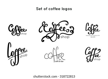 Set of vector vintage coffee shop logo 