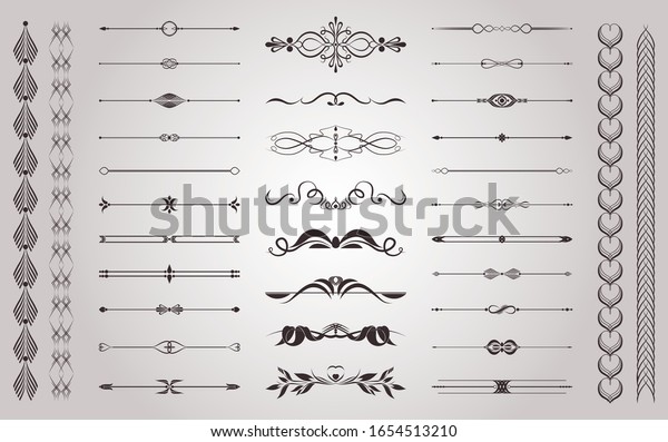 Set of vector vintage decorative elements for\
wedding decor and book\
decoration