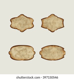Set vector vintage dirty paper labels. Rustic tags