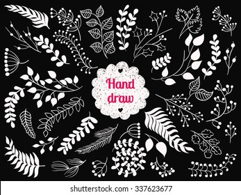 Set of vector vintage floral elements. Decoration elements for design invitation, wedding cards, valentines day, greeting cards