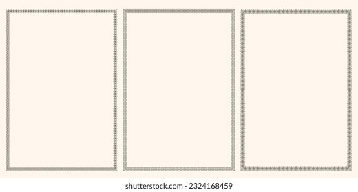 Set of vector vintage frames for documents. Framework for certificates, invitations.