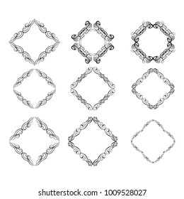 set of vector vintage frames on a white background