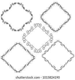 set of vector vintage frames on a white background