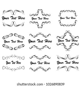 set of vector vintage frames on a white background