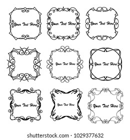 set of vector vintage frames on a white background