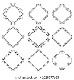set of vector vintage frames on a white background
