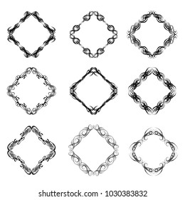 set of vector vintage frames on a white background