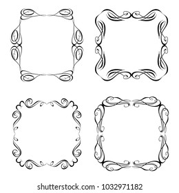 set of vector vintage frames on a white background
