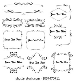 set of vector vintage frames on a white background