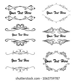 set of vector vintage frames on a white background