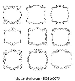 set of vector vintage frames on a white background