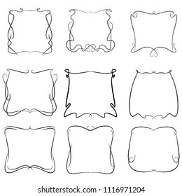 set of vector vintage frames on a white background