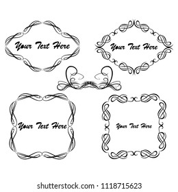 set of vector vintage frames on a white background