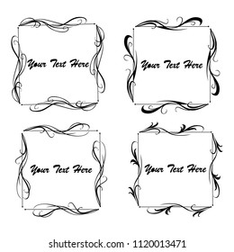 set of vector vintage frames on a white background