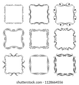 set of vector vintage frames on a white background