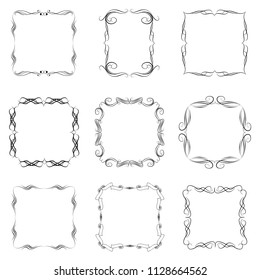 set of vector vintage frames on a white background
