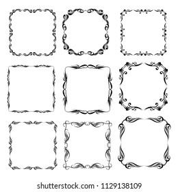 Set Vector Vintage Frames On White Stock Vector (Royalty Free ...