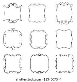 set of vector vintage frames on a white background