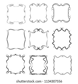 set of vector vintage frames on a white background