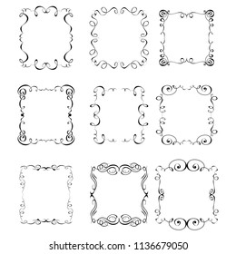 set of vector vintage frames on a white background