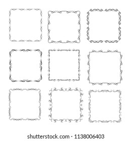 set of vector vintage frames on a white background