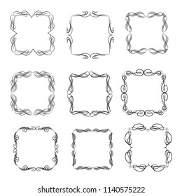 set of vector vintage frames on a white background