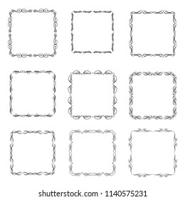 set of vector vintage frames on a white background