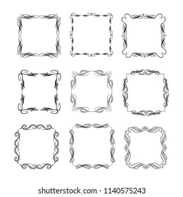 set of vector vintage frames on a white background