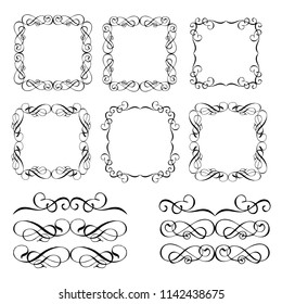 set of vector vintage frames on a white background