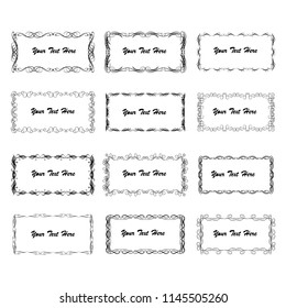 set of vector vintage frames on a white background