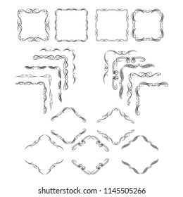 set of vector vintage frames on a white background