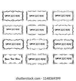 set of vector vintage frames on a white background