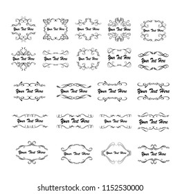 set of vector vintage frames on a white background