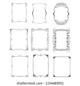 set of vector vintage frames on a white background