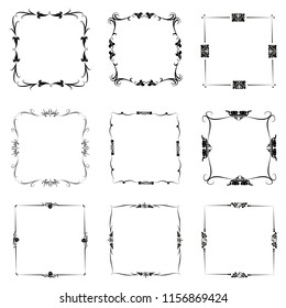 set of vector vintage frames on a white background