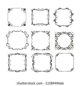 set of vector vintage frames on a white background