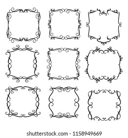 set of vector vintage frames on a white background