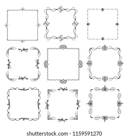 set of vector vintage frames on a white background