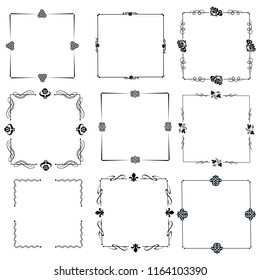 set of vector vintage frames on a white background