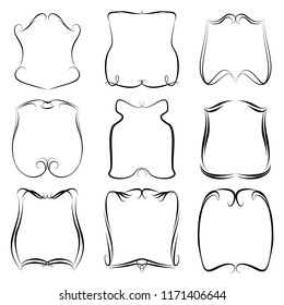 set of vector vintage frames on a white background