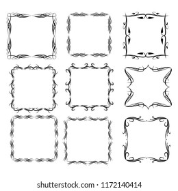 set of vector vintage frames on a white background